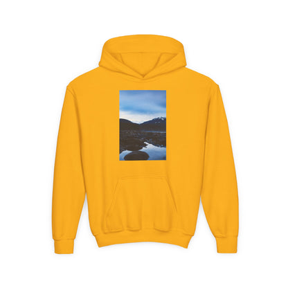 Youth Hoodie with Mountain Lake Photo Print — Nature Landscape Pullover