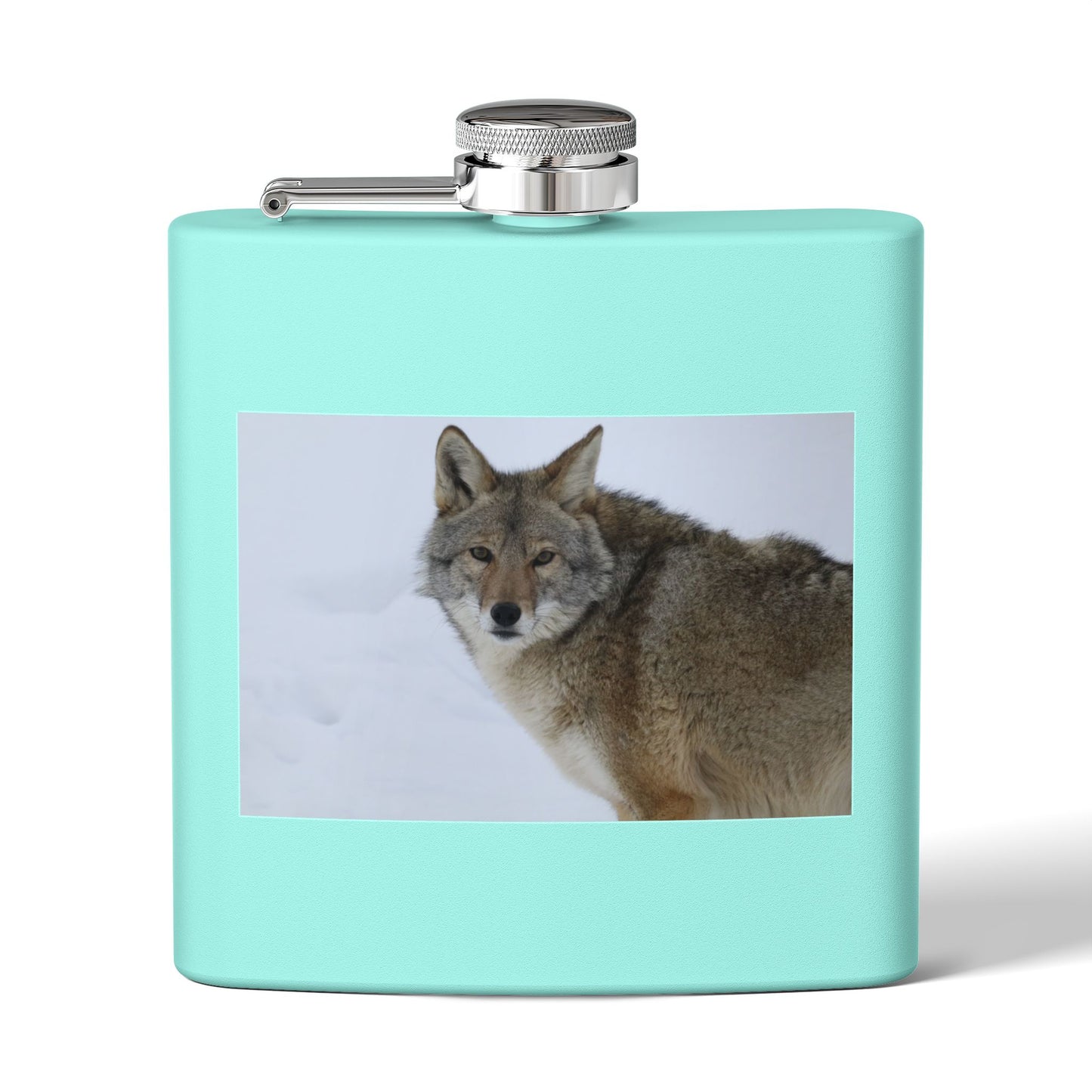Coyote Photo Stainless Steel Flask — 6oz Wildlife Pocket Flask