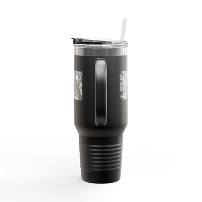 40oz Insulated Travel Mug with Snowy Owl Photo — Cold-Weather Wildlife Tumbler