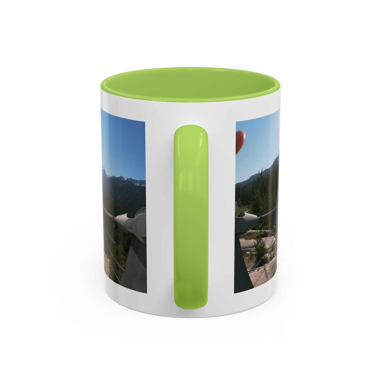 Bridge Trail Scenic Coffee Mug — Mountain Suspension Bridge Photo Accent Mug