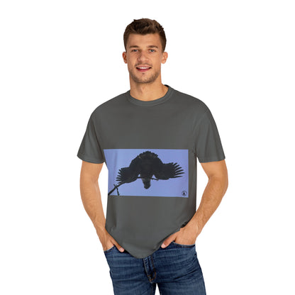 Aerial Raven: Black Wing Silhouette, Overhead Flight Perspectivephotography shirts