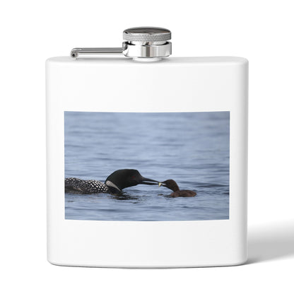 Loon Family 6oz Stainless Steel Flask – Wildlife Nature Gift