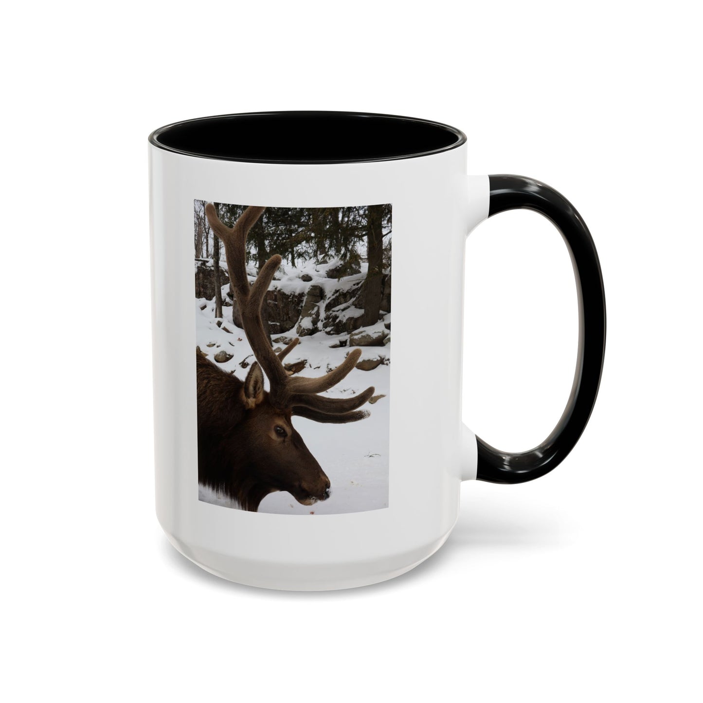 Elk in Snow Accent Coffee Mug — Nature Wildlife Photo Mug (11/15oz)