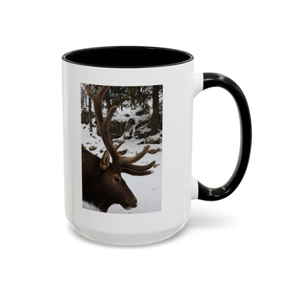 Elk in Snow Accent Coffee Mug — Nature Wildlife Photo Mug (11/15oz)