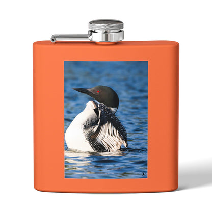 Loon Photo Stainless Steel Flask — 6oz Wildlife Waterfowl Hip Flask