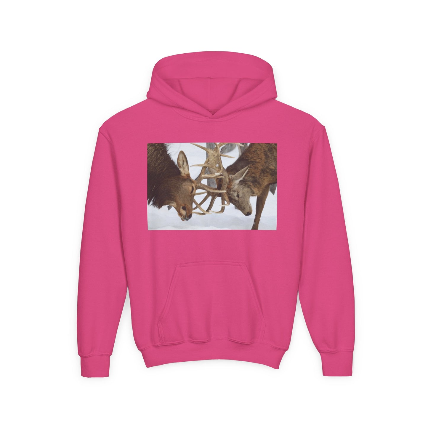 Fighting Deer Antlers Youth Hoodie | Wildlife Nature Illustration