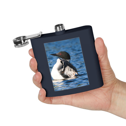 Loon Photo Stainless Steel Flask — 6oz Wildlife Waterfowl Hip Flask