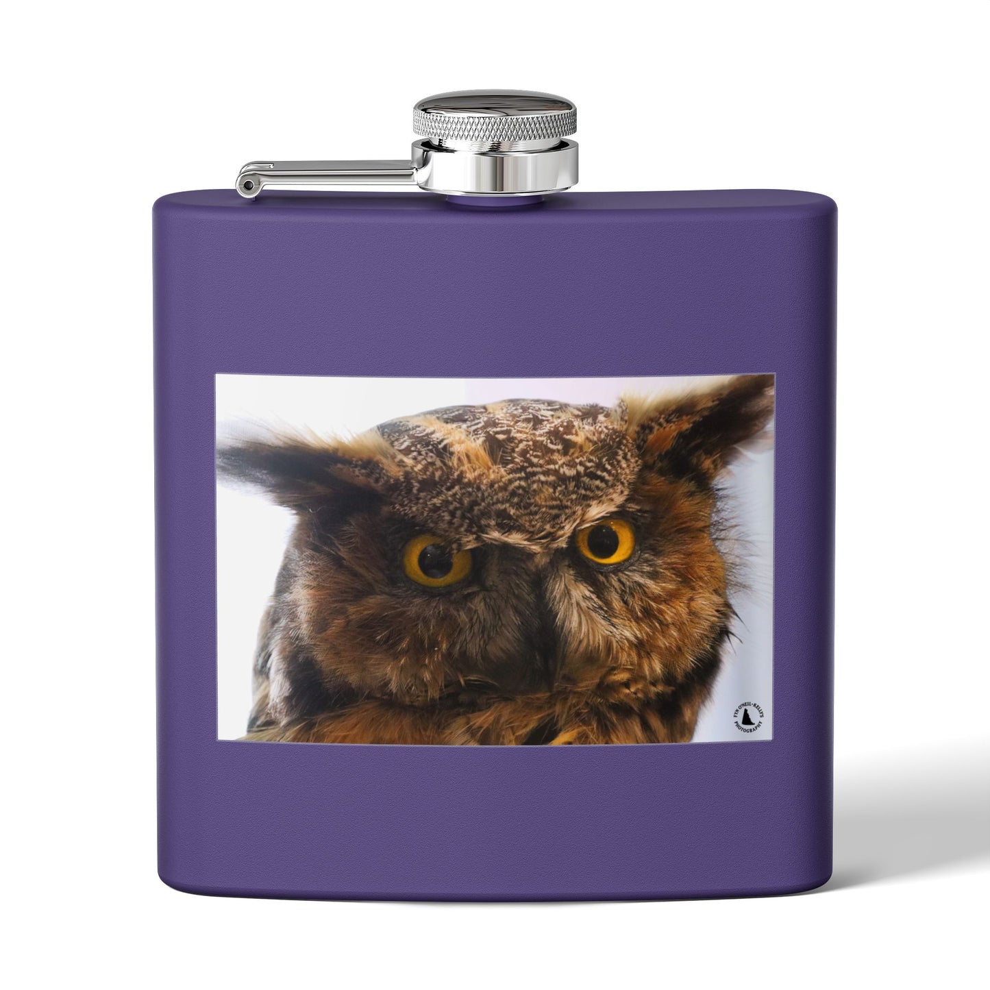 Owl Portrait Stainless Steel Flask — 6oz Wildlife Gift