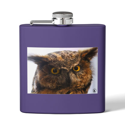 Owl Portrait Stainless Steel Flask — 6oz Wildlife Gift