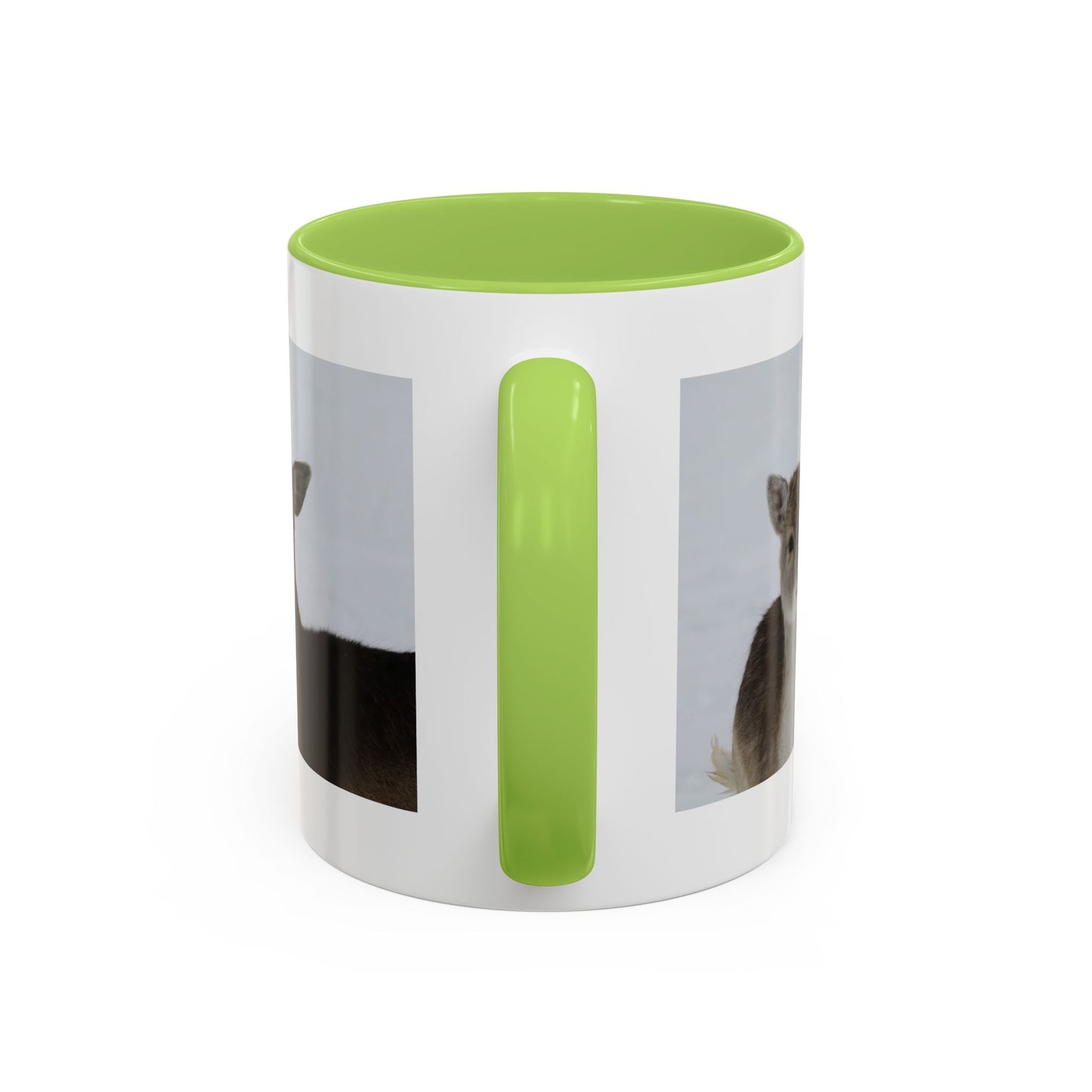 Deer Pair Accent Coffee Mug — Cute Winter Wildlife Ceramic Mug (11/15oz)