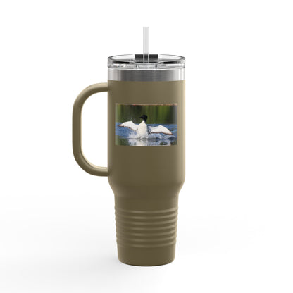 40oz Insulated Travel Mug - Black Guillemot Wildlife Photo