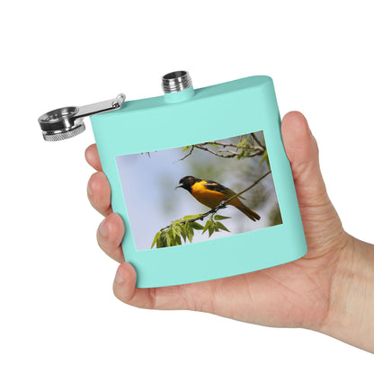 6oz Bird Photo Stainless Steel Flask — Baltimore Oriole Nature Gift