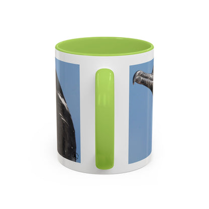 Cormorant Accent Coffee Mug — Blue Bird Portrait Ceramic Tea Cup (11/15oz)