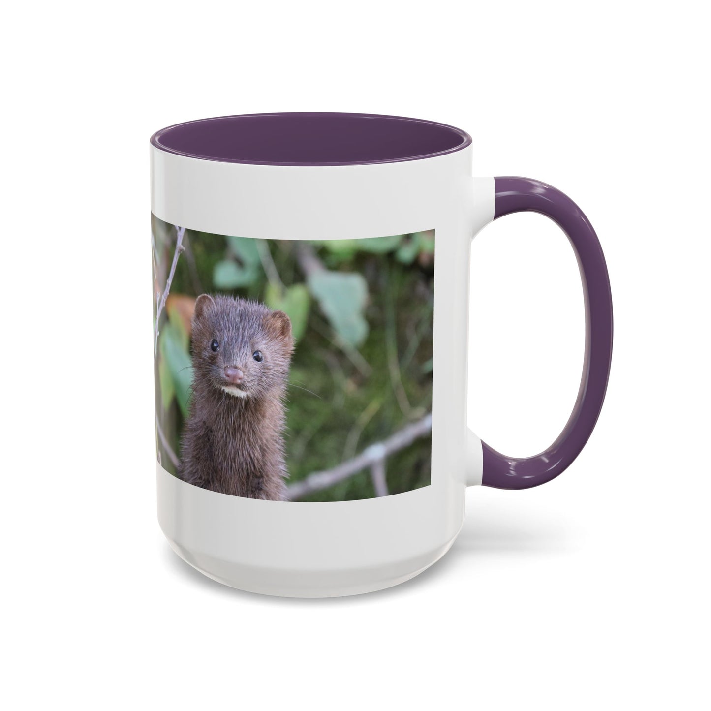 Cute Mink Photo Accent Mug – Wildlife Photography Coffee Cup (11/15 oz)