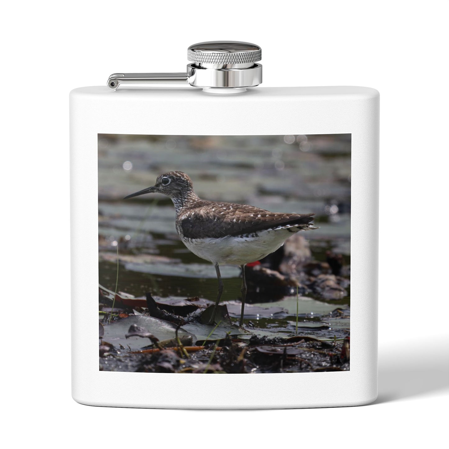 6oz Stainless Steel Flask – Sandpiper Wildlife Photo Hip Flask for Birdwatchers