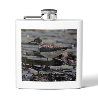 6oz Stainless Steel Flask – Sandpiper Wildlife Photo Hip Flask for Birdwatchers