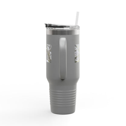 40oz Insulated Travel Mug with Snowy Owl Photo — Cold-Weather Wildlife Tumbler