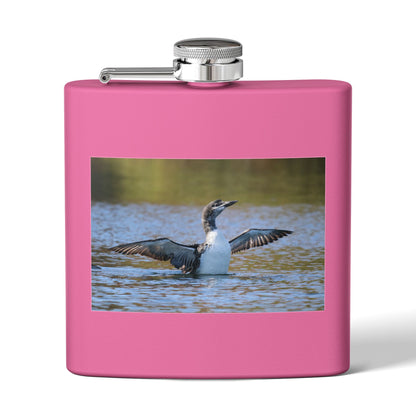 6oz Stainless Steel Flask with Diving Loon Photo – Wildlife Outdoors Gift