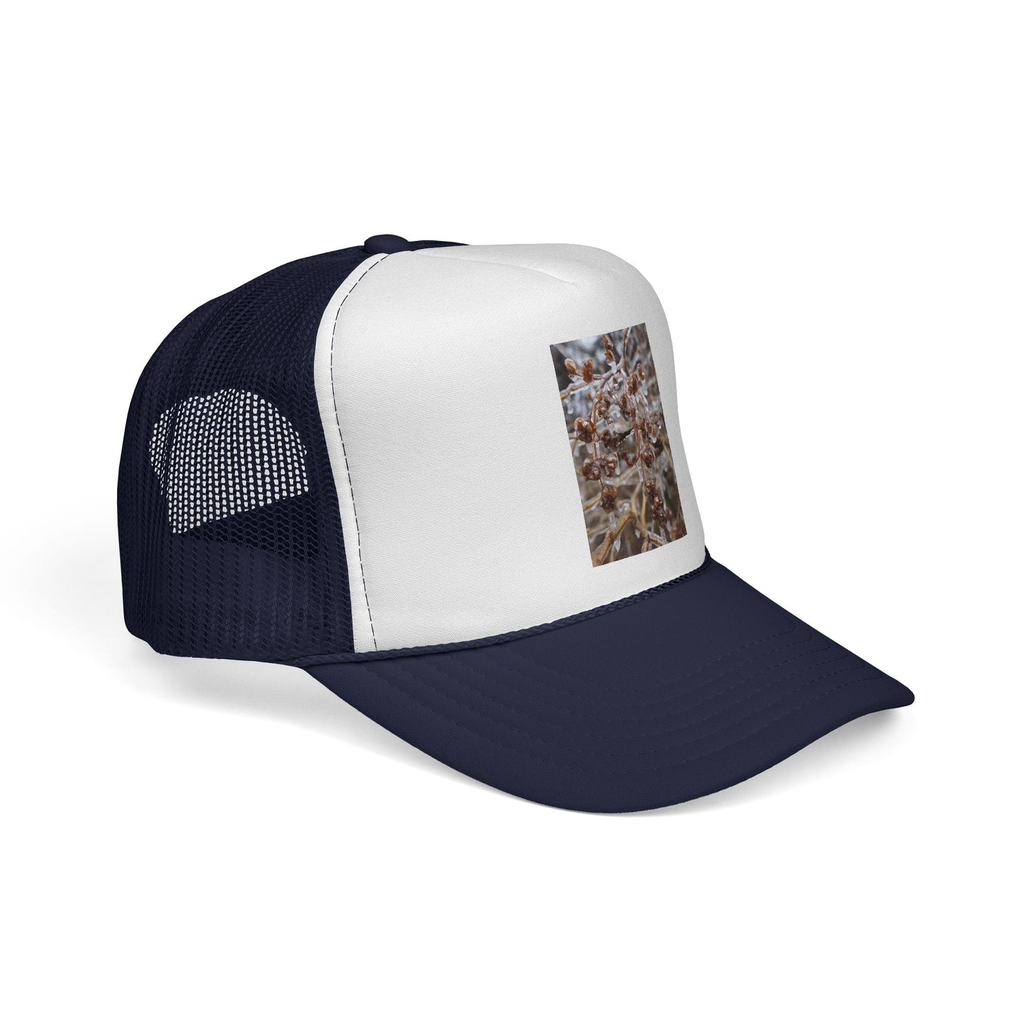 Frosted Grass Trucker Cap – Winter Nature Photo Mesh Hat