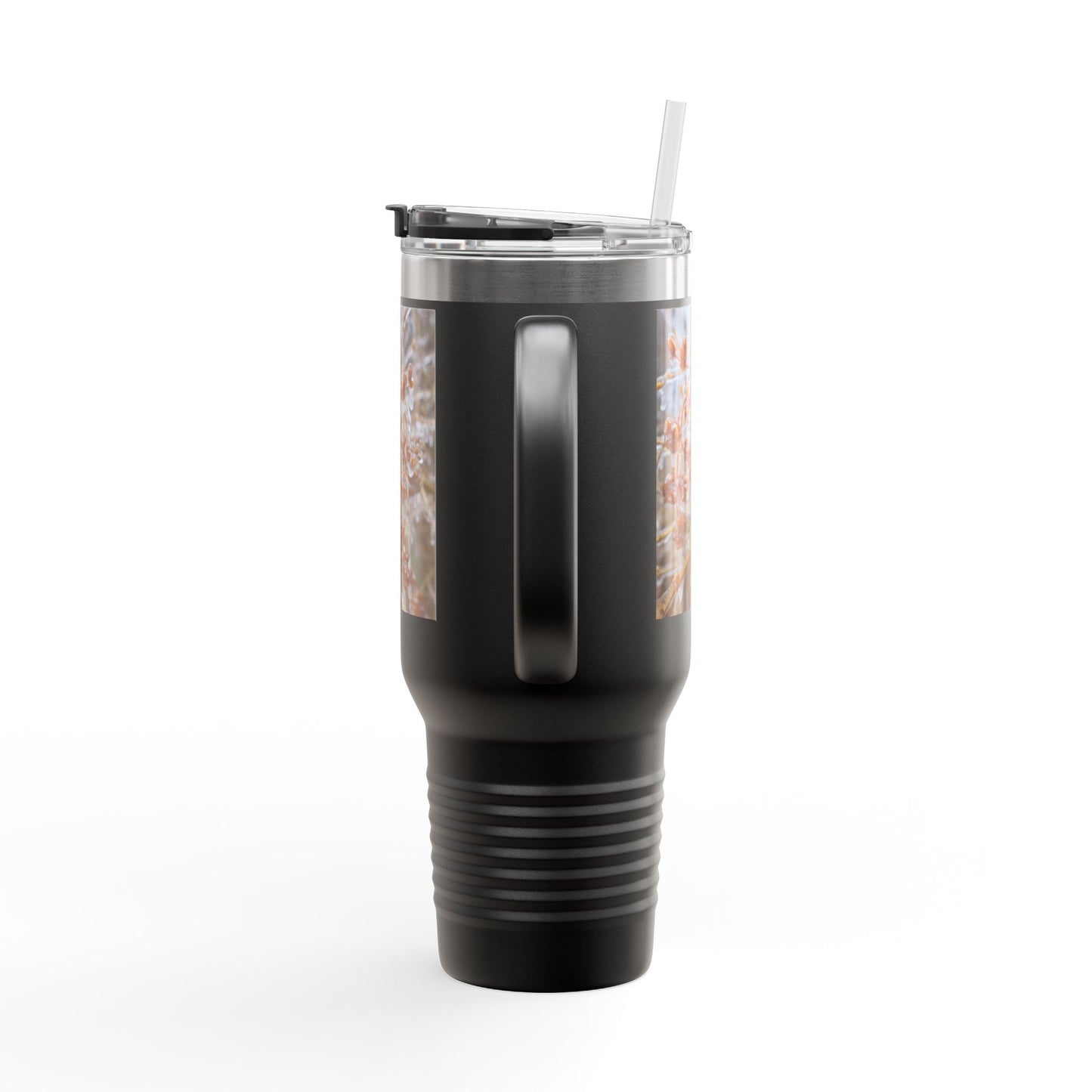 40oz Insulated Travel Mug with Frosted Branch Photo – Large Stainless Steel Tumbler