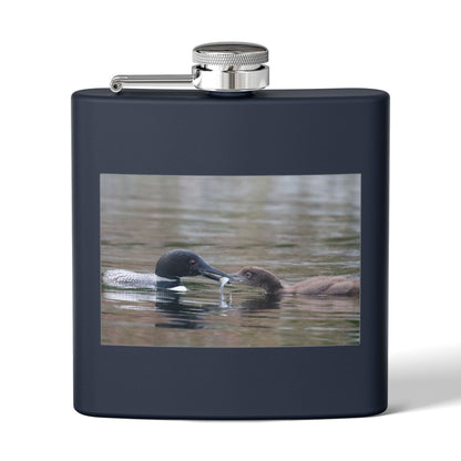 6oz Stainless Steel Flask — Duck Pair Wildlife Photo Hip Flask (Nature Lover Gift)