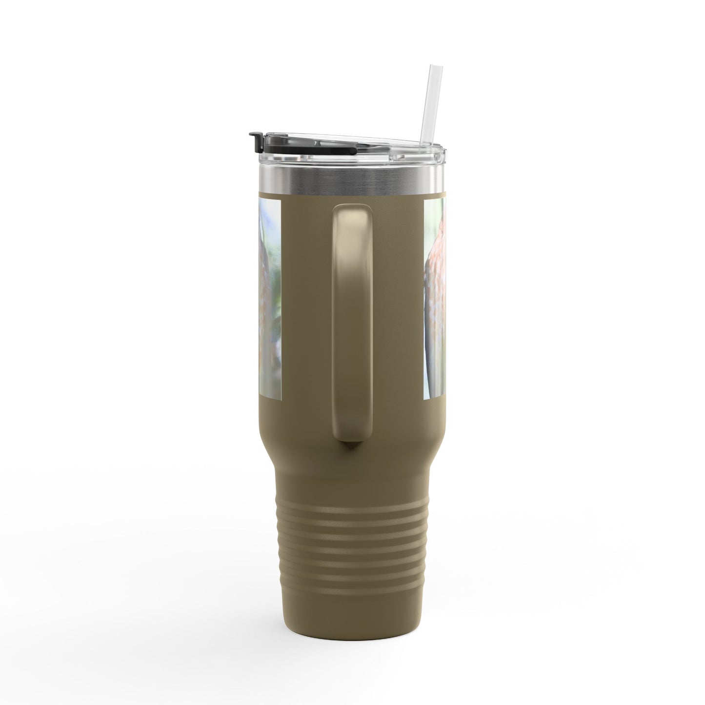 40oz Insulated Travel Mug — Photoreal Hawk Nature Tumbler