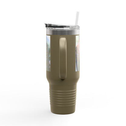 40oz Insulated Travel Mug — Photoreal Hawk Nature Tumbler
