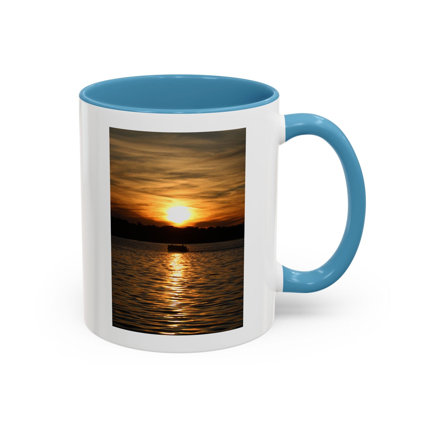 Sunset Lake Photo Accent Coffee Mug — Golden Sunset Reflection (11/15oz)