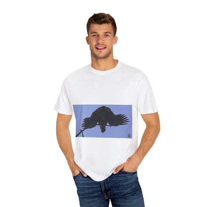 Aerial Raven: Black Wing Silhouette, Overhead Flight Perspectivephotography shirts