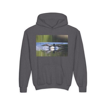 Youth Hoodie with Swimming Otter Photo – Cute Wildlife Kids Sweatshirt