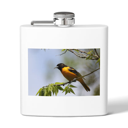 6oz Bird Photo Stainless Steel Flask — Baltimore Oriole Nature Gift