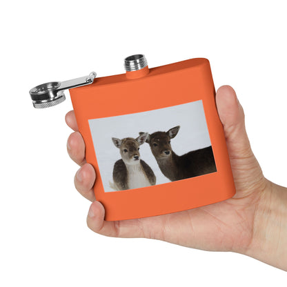 Deer Duo Stainless Steel Flask – 6oz Wildlife Pocket Hip Flask
