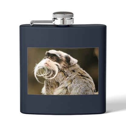 Emperor Tamarin Photo Flask — 6oz Stainless Steel Pocket Hip Flask