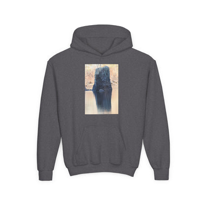 Youth Hoodie with Serene Lake Reflection Photo — Nature-Inspired Kids’ Pullover