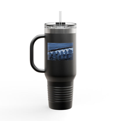 40oz Insulated Travel Mug — Ocean Wave Ice Photo Design, Large Stainless Steel Tumbler