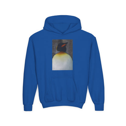 Penguin Art Youth Hoodie — Minimalist Royal Penguin Illustration Sweatshirt