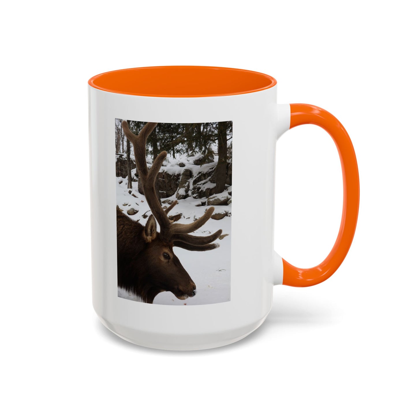 Elk in Snow Accent Coffee Mug — Nature Wildlife Photo Mug (11/15oz)