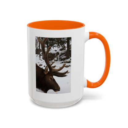 Elk in Snow Accent Coffee Mug — Nature Wildlife Photo Mug (11/15oz)