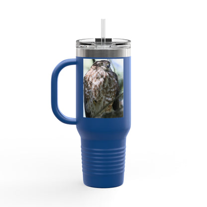 40oz Insulated Travel Mug — Photoreal Hawk Nature Tumbler