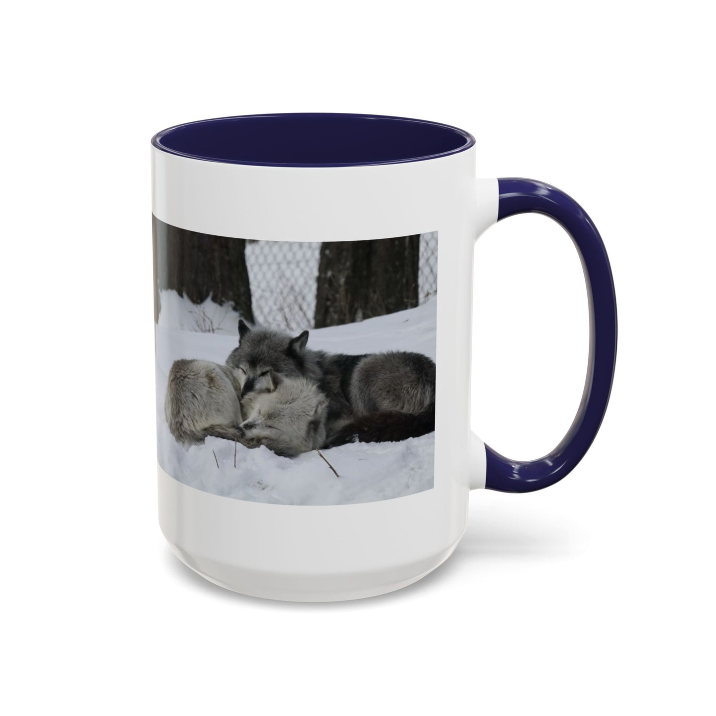 Wolf Pair Accent Coffee Mug – Winter Wildlife Photo Mug (11/15 oz)