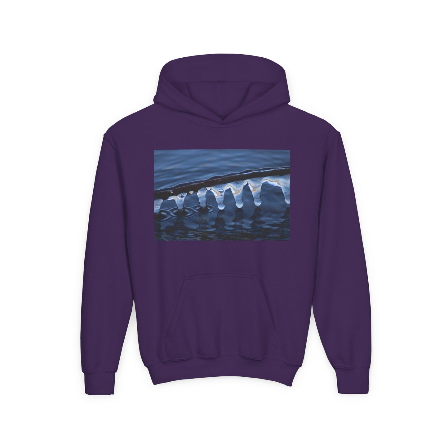 Ocean Wave Ice Photo Hoodie — Youth Nautical Winter Sweatshirt