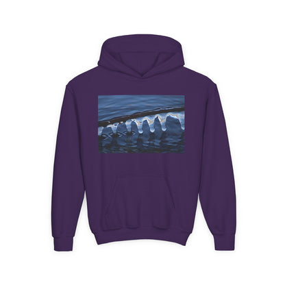 Ocean Wave Ice Photo Hoodie — Youth Nautical Winter Sweatshirt