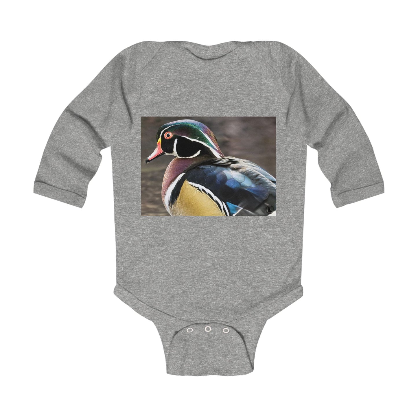Baby Bodysuit with Colorful Wood Duck Photo — Infant Long Sleeve Onesie