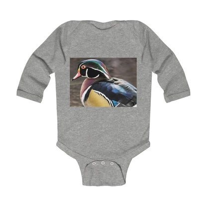 Baby Bodysuit with Colorful Wood Duck Photo — Infant Long Sleeve Onesie