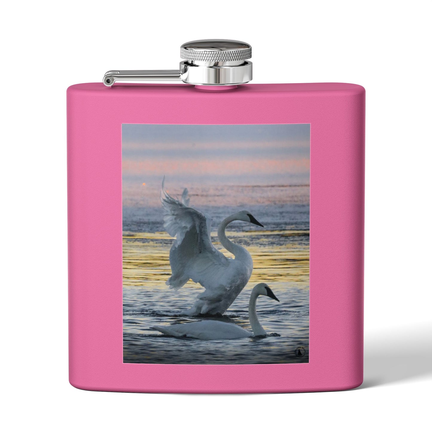 Swan Sunset Stainless Steel Flask — 6oz Travel Hip Flask