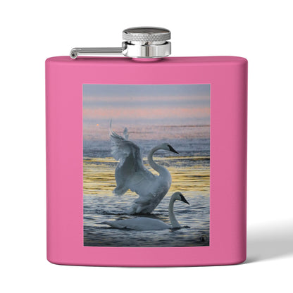 Swan Sunset Stainless Steel Flask — 6oz Travel Hip Flask