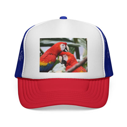 Parrot Love Trucker Cap — Tropical Scarlet Macaw Mesh Hat