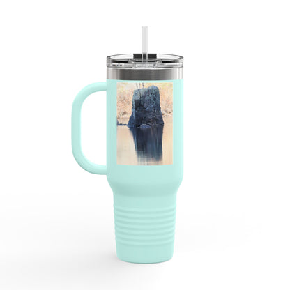 40oz Insulated Travel Mug with Scenic Forest Lake Photo