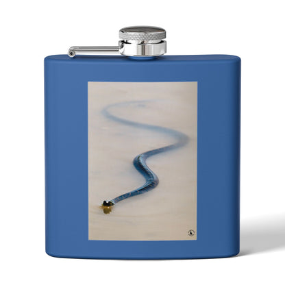6oz Stainless Steel Flask with Serpentine Snow Trail Photo – Minimal Outdoor Gift