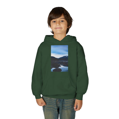 Youth Hoodie with Mountain Lake Photo Print — Nature Landscape Pullover
